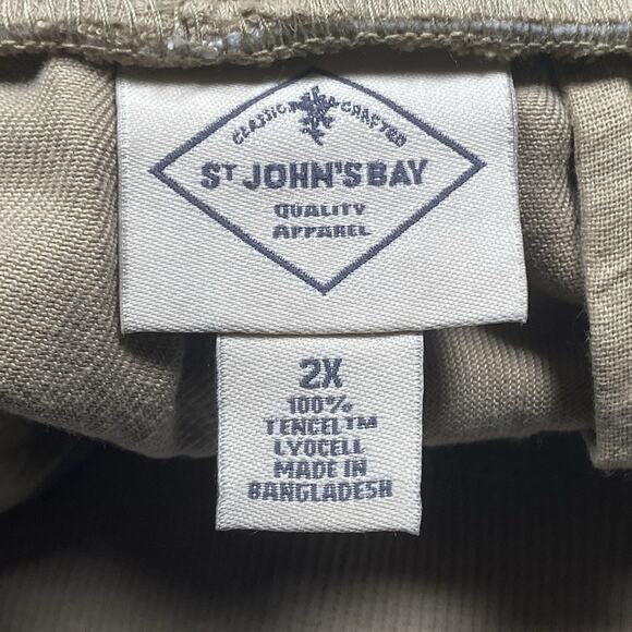 St John's Bay Wide Leg Crop Pants Women's Size 2X Pull On Tencel Beige Biscotti - Picture 4 of 7